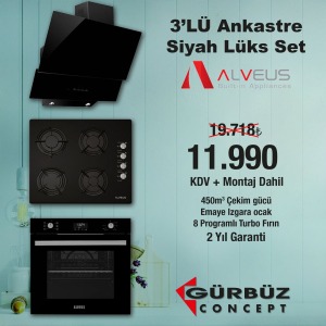 ALVEUS SİYAH TURBO FIRINLI SET