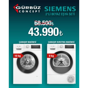 SIEMENS 2 li Beyaz Eşya Seti WG52A202TR Çamaşır Makinesi , WQ42A201TR Kurutma Makinesi