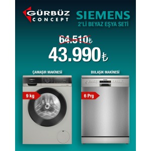 SIEMENS 2 li Beyaz Eşya Seti WG42A2ZXTR Çamaşır Makinesi , SN216I00DT Bulaşık Makinesi