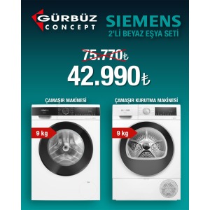 SIEMENS 2 li Beyaz Eşya Seti  WG44A2Z1TR Çamaşır Makinesi , WQ42A201TR Kurutma Makinesi