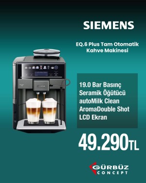 Siemens TE657319RW Tam Otomatik Kahve Makinesi EQ6 plus s700 Koyu Inoks Siyah
