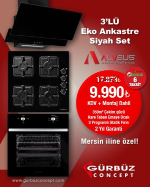 Alveus Eko Ankastre Siyah Set