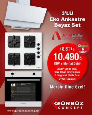 Alveus Eko Ankastre Beyaz Set 