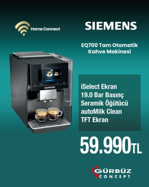Siemens TP713R19 Tam Otomatik Kahve Makinesi EQ700 classic Piyano Siyah