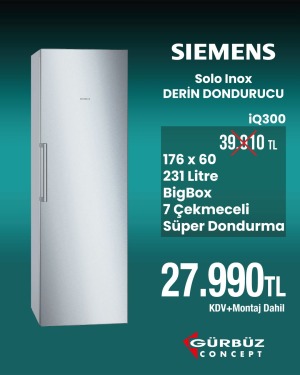 Siemens GS33VVIE0N iQ300 Solo Derin Dondurucu