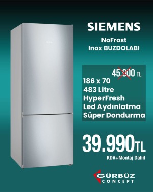 Siemens KG55NVIF1N iQ300 Alttan Donduruculu noFrost Inox Buzdolabı