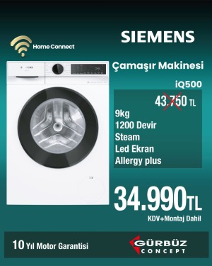 Siemens WG42K2Z0TR iQ500 9KG 1200 Devir Beyaz Çamaşır Makinesi