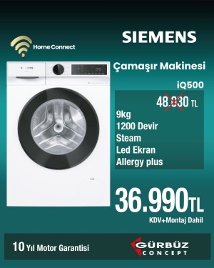 Siemens WG42K2Z0TR iQ500 9KG 1200 Devir Beyaz Çamaşır Makinesi