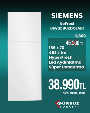 Siemens KD55NNWE0N iQ300 Üstten Donduruculu noFrost Beyaz Buzdolabı