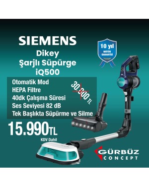Siemens VSM120HYG Şarjlı Süpürge iQ500 Mavi