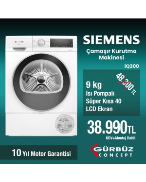 Siemens WQ42A201TR iQ300 9 KG Isı Pompalı Beyaz Kurutma Makinesi