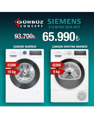Siemens 2 li Beyaz Eşya Seti WG52A203TR Çamaşır Makinesi +  WQ42A201TR Kurutma Makinesi
